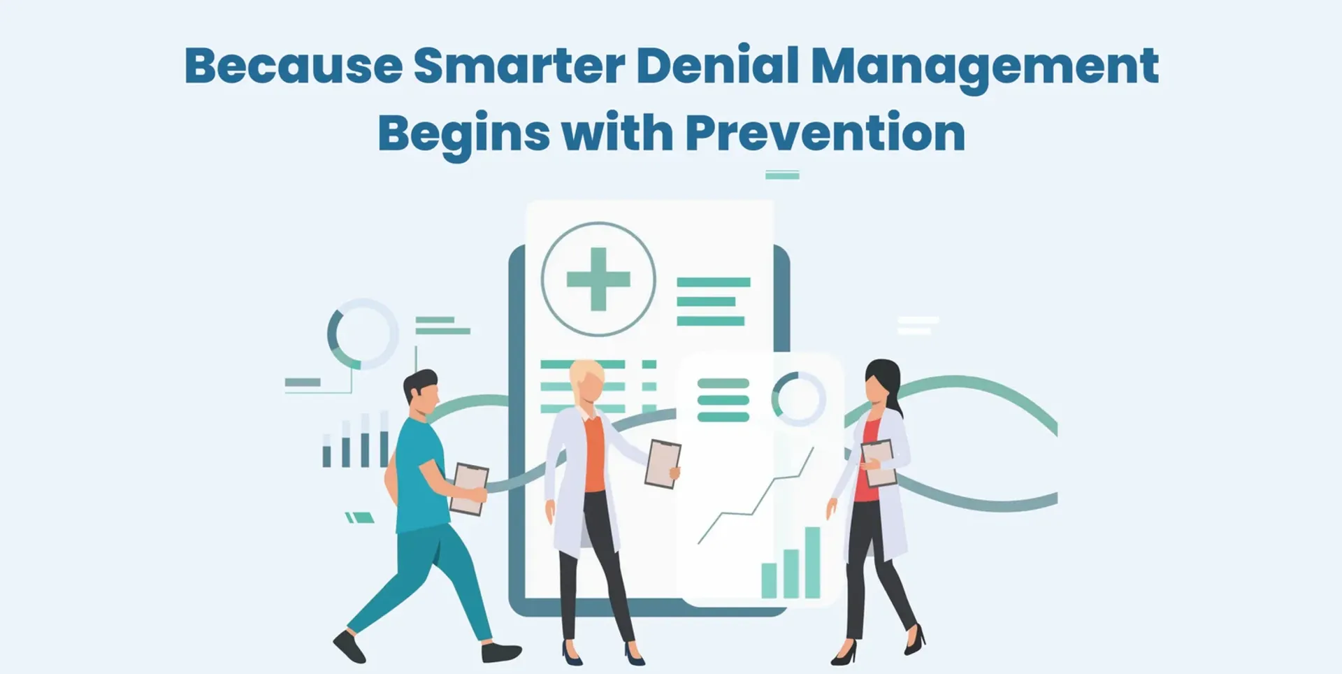 Healthcare workers with claim documentation at the background